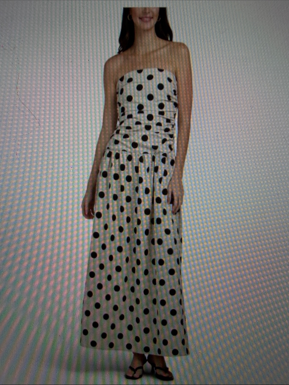 Black Polka Dot Strapless Dress